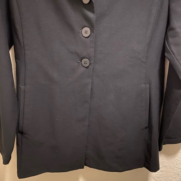 Eileen Fisher Black Stretch Three Button Long Sleeve Blazer Size Petite Large - Picture 5 of 10